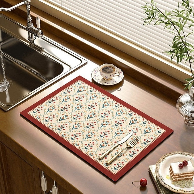 Dish Drying Mat Antibacterial Non-Slip Quick-Drying
