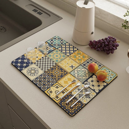 Dish Drying Mat Antibacterial Non-Slip Quick-Drying
