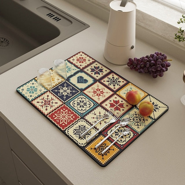 Dish Drying Mat Antibacterial Non-Slip Quick-Drying