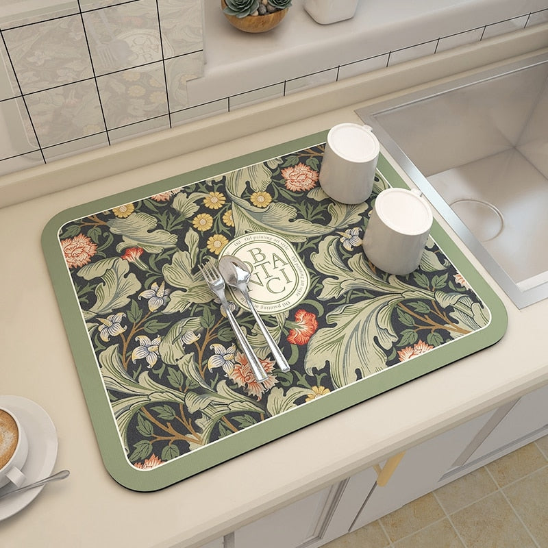 Dish Drying Mat Antibacterial Non-Slip Quick-Drying