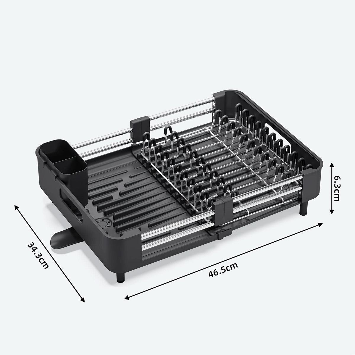 Dish Drying Rack Expandable With Drain Tray