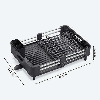 Dish Drying Rack Expandable With Drain Tray