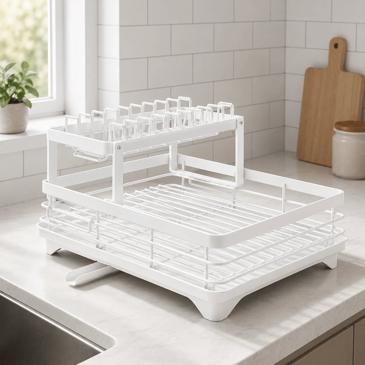 Dish Drying Rack Foldable Stainless Steel Non-Slip Feet