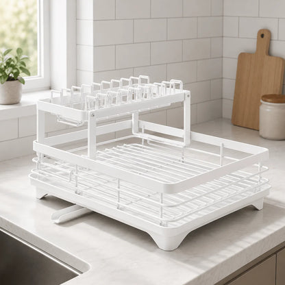 Dish Drying Rack Foldable Stainless Steel Non-Slip Feet