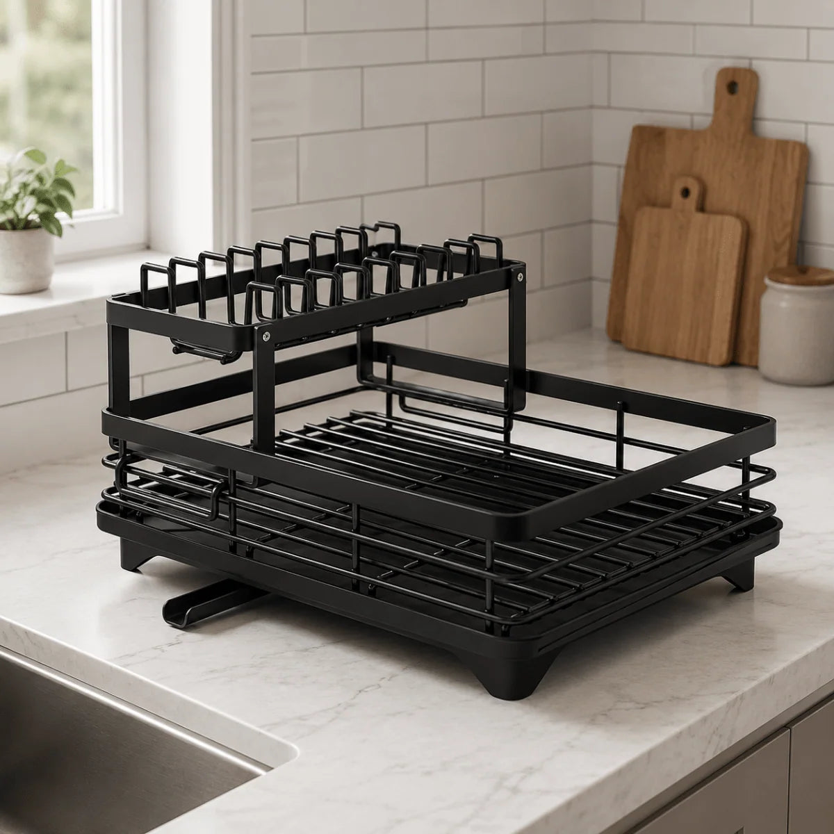 Dish Drying Rack Foldable Stainless Steel Non-Slip Feet