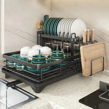 Dish Drying Rack Foldable Stainless Steel Space-Saving Design