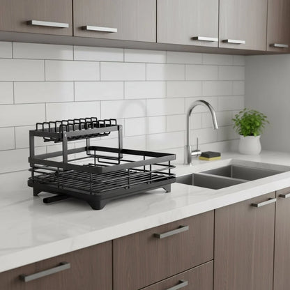 Dish Drying Rack Foldable Stainless Steel Space-Saving Design