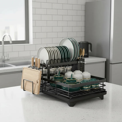 Dish Drying Rack Foldable Stainless Steel Space-Saving Design