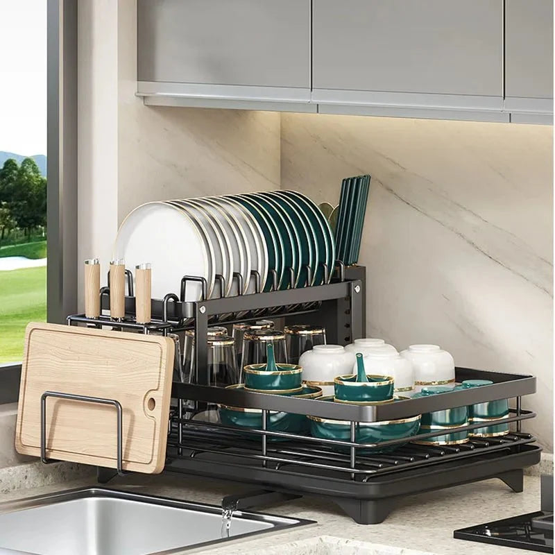 Dish Drying Rack Foldable Stainless Steel Space-Saving Design