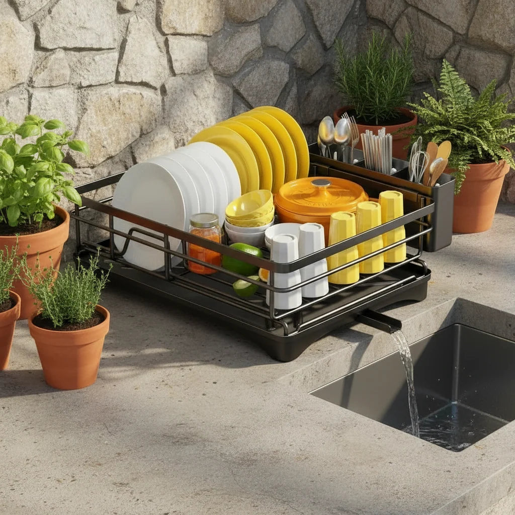 Dish Drying Rack Large-Capacity Integrated Drip Tray