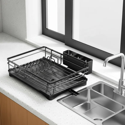 Dish Drying Rack Large-Capacity Integrated Drip Tray