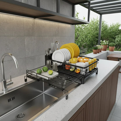 Dish Drying Rack Large Capacity With Integrated Drip Tray