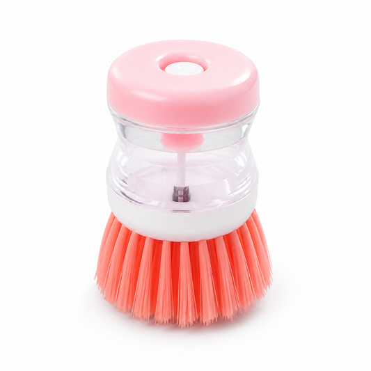 Dish Scrub Brush Refillable Soap Dispenser & Ergonomic Grip