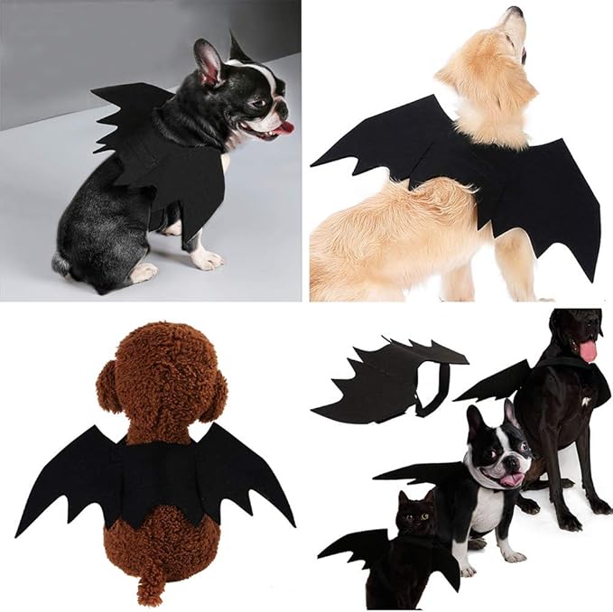 Dog Bat Costume Soft Felt Adjustable Straps Freedom of Movement