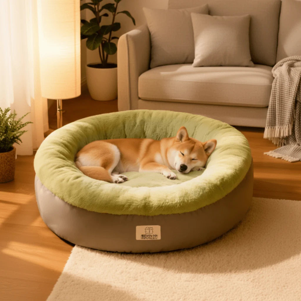 Dog Bed Arctic Fleece Donut Design Non-Slip Bottom