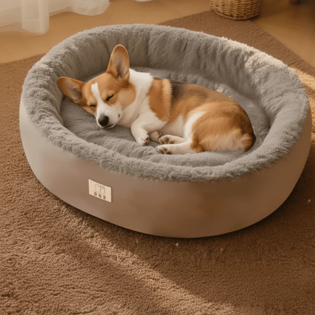 Dog Bed Arctic Fleece Donut Design Non-Slip Bottom