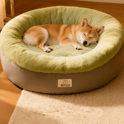 Dog Bed Arctic Fleece Donut Design Non-Slip Bottom