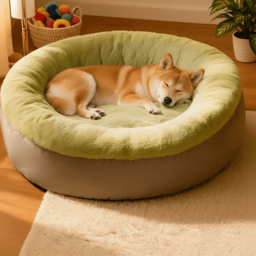 Dog Bed Arctic Fleece Donut Design Non-Slip Bottom