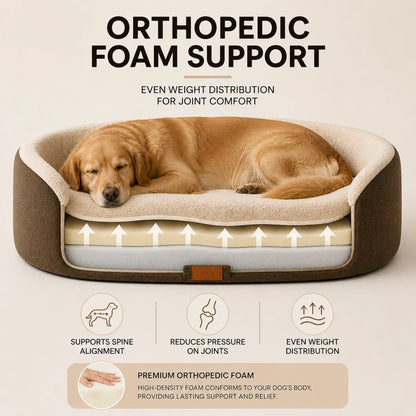Dog Bed Orthopedic Foam Waterproof Lining Raised Edges