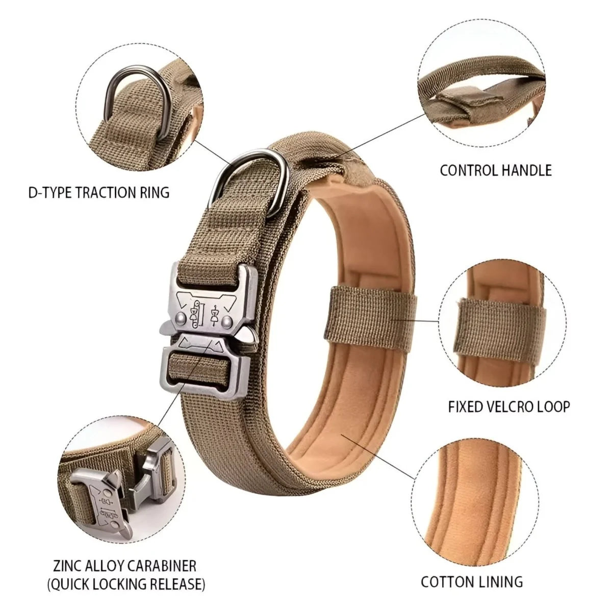 Dog Collar Nylon Padded Adjustable with Control Handle