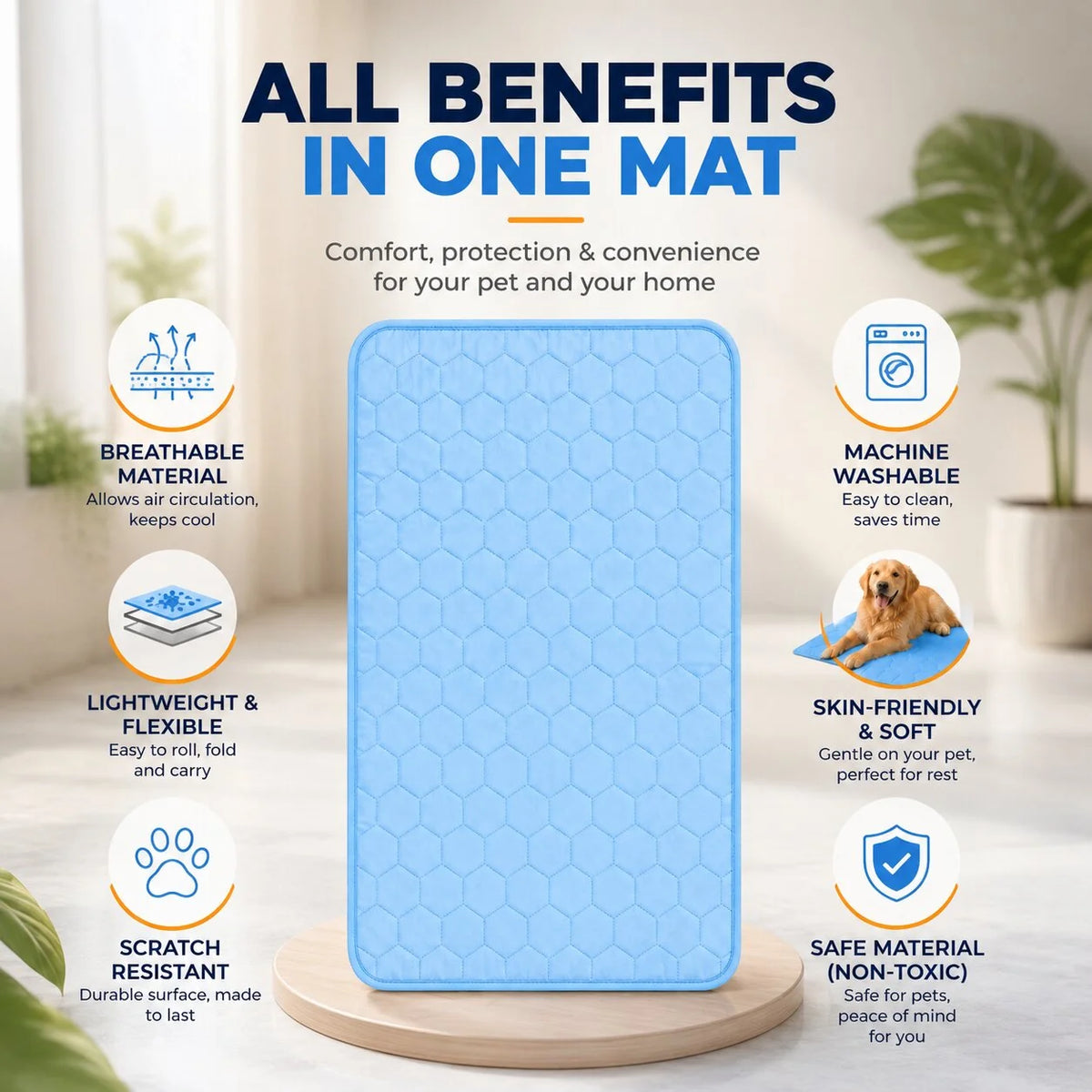 Dog Cooling Mat Breathable & Lightweight Machine Washable