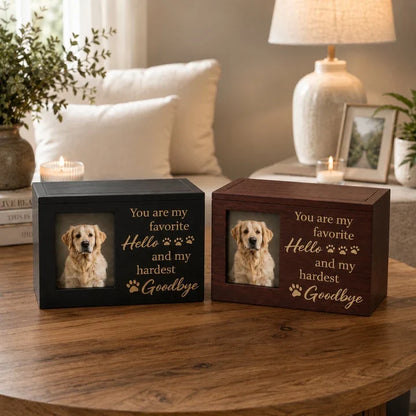Dog Cremation Urn Wooden Sliding Lid Keepsake