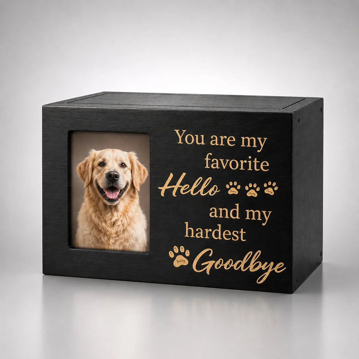 Dog Cremation Urn Wooden Sliding Lid Keepsake