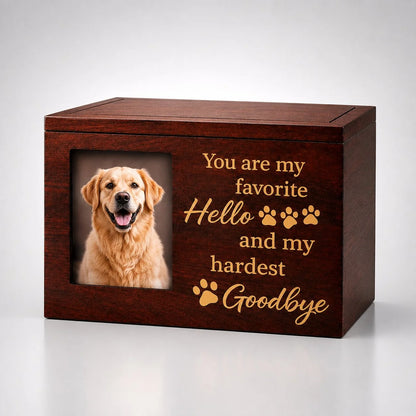 Dog Cremation Urn Wooden Sliding Lid Keepsake