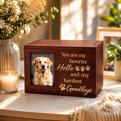 Dog Cremation Urn Wooden Sliding Lid Keepsake