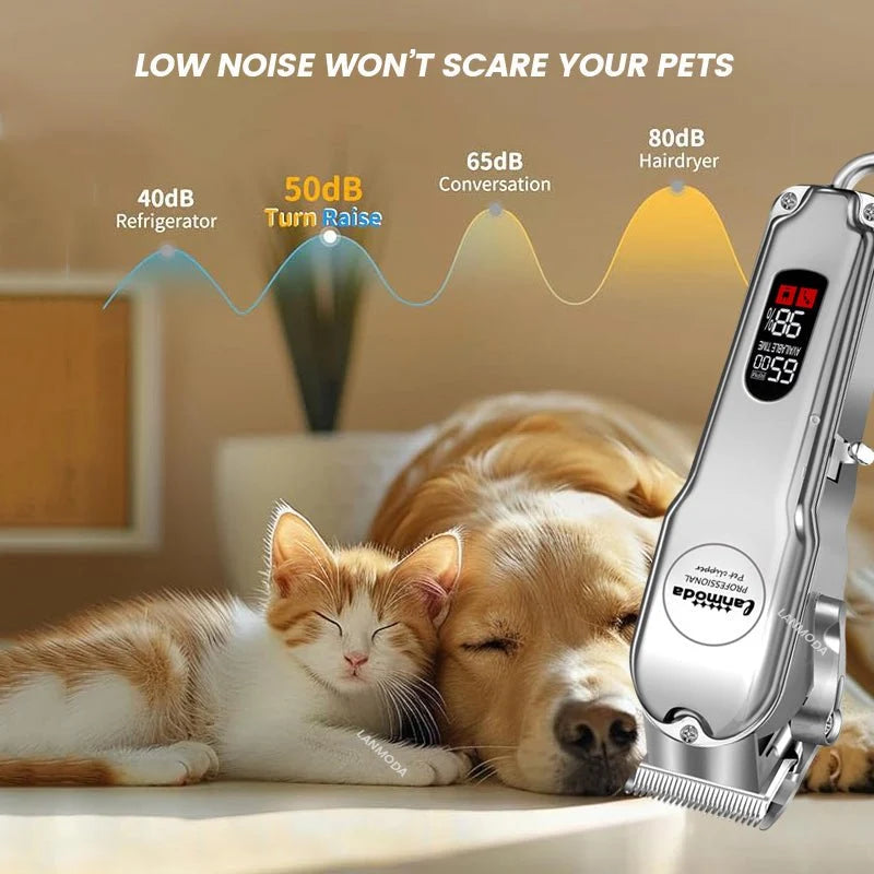 Dog Grooming Clippers Quiet Cordless Carbon Steel Blades 180-Minute Battery Life