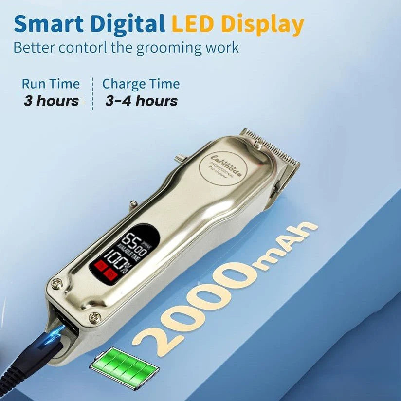 Dog Grooming Clippers Quiet Cordless Carbon Steel Blades 180-Minute Battery Life