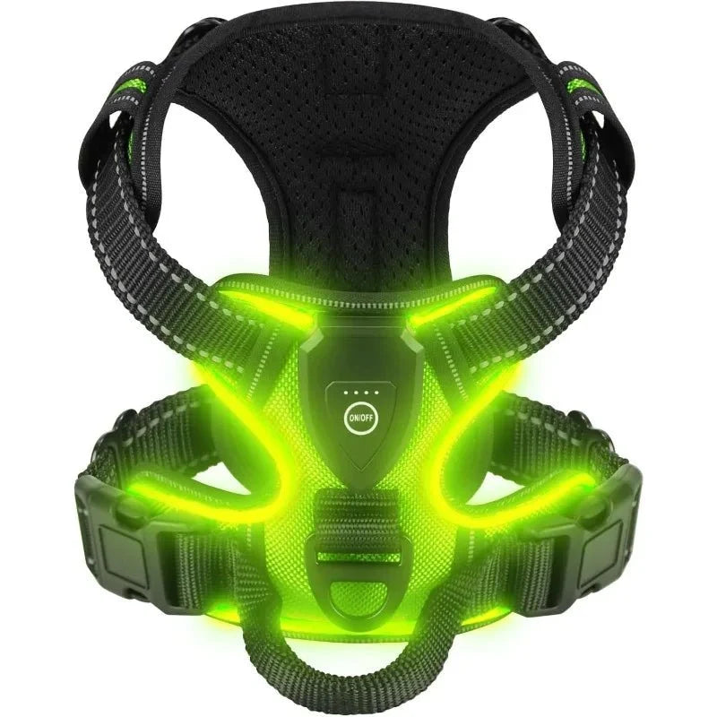 Dog Harness Rechargeable LED Lights Adjustable Fit