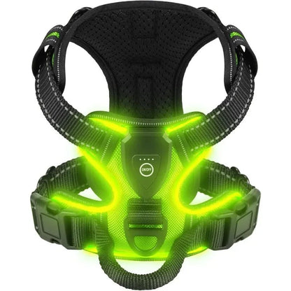 Dog Harness Rechargeable LED Lights Adjustable Fit