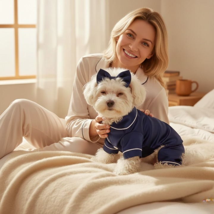 Dog Pajamas Satin Surface Snap Button Closure