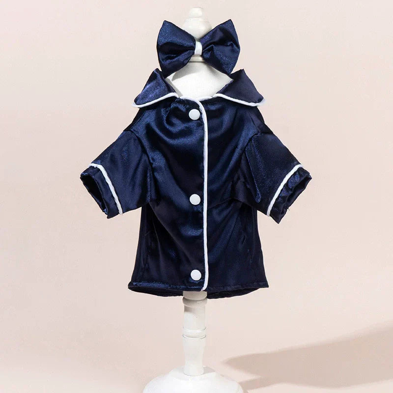 Dog Pajamas Satin Surface Snap Button Closure