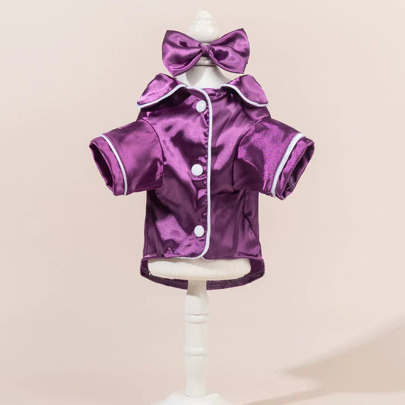 Dog Pajamas Satin Surface Snap Button Closure
