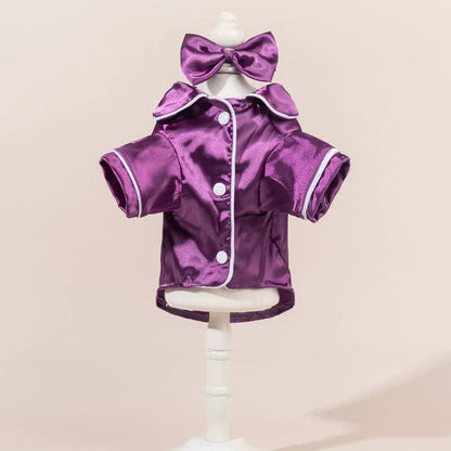 Dog Pajamas Satin Surface Snap Button Closure