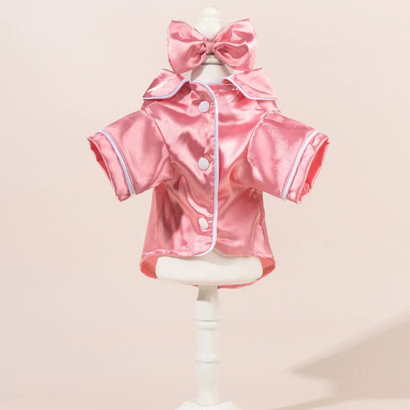 Dog Pajamas Satin Surface Snap Button Closure