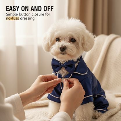 Dog Pajamas Satin Surface Snap Button Closure