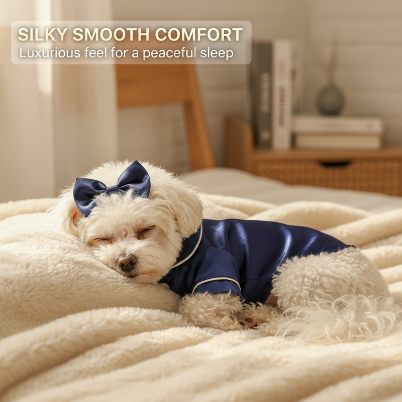 Dog Pajamas Satin Surface Snap Button Closure