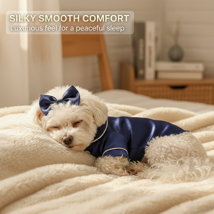Dog Pajamas Satin Surface Snap Button Closure