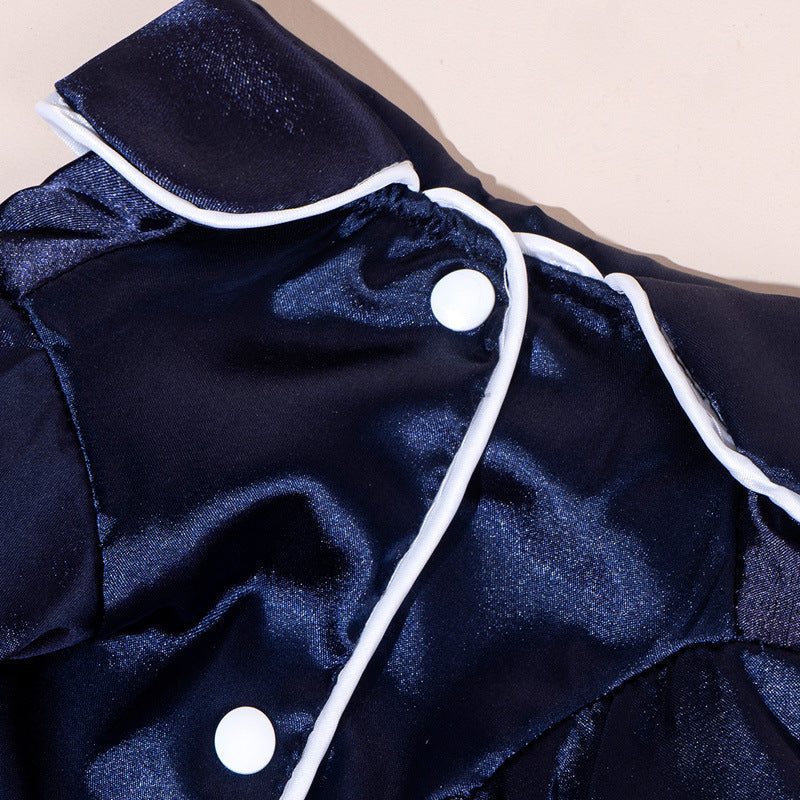 Dog Pajamas Satin Surface Snap Button Closure