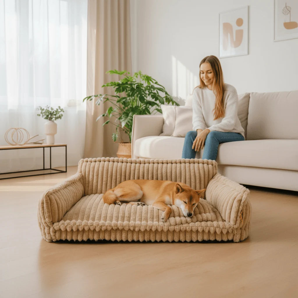 Dog Sofa Bed Orthopedic Memory Foam Washable Cover Raised Edges