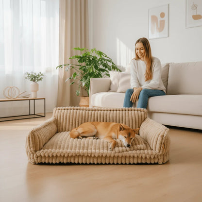 Dog Sofa Bed Orthopedic Memory Foam Washable Cover Raised Edges