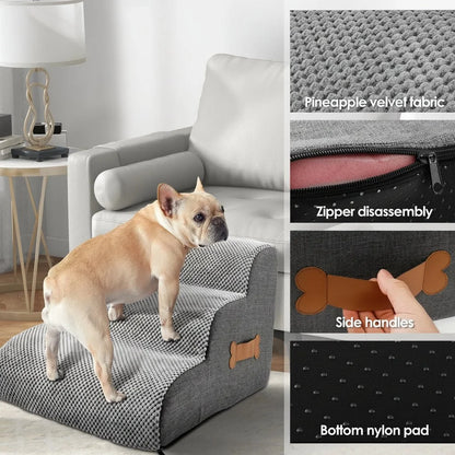 Dog Stairs Gentle Incline Non-Slip Base Washable Cover