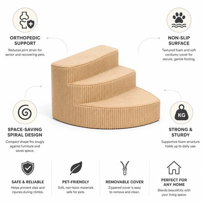 Dog Stairs Orthopedic Foam Non-Slip Corduroy Cover