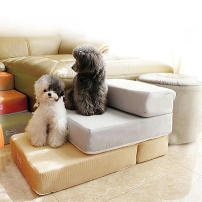 Dog Stairs Padded Non-Slip Two-Step with Washable Cover