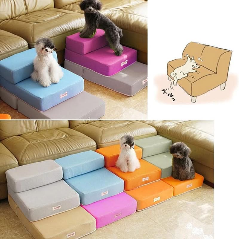Dog Stairs Padded Non-Slip Two-Step with Washable Cover