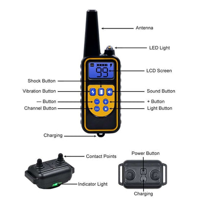 Dog Training Collar Rechargeable Water-Resistant 875-Yard Range