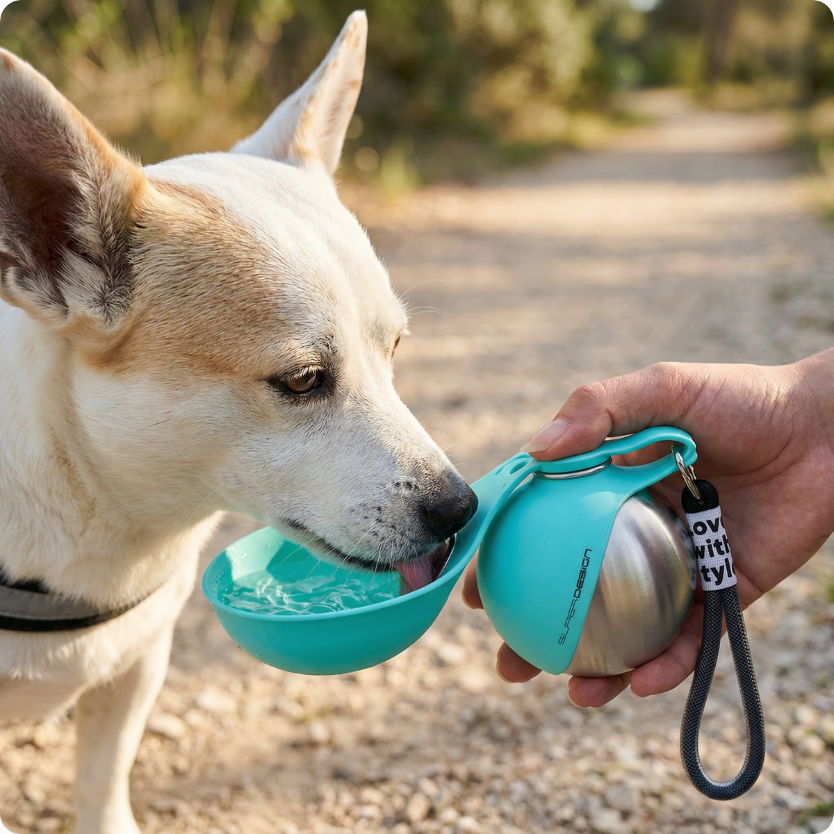 Dog Travel Water Bottle 2-in-1 Foldable Silicone Bowl